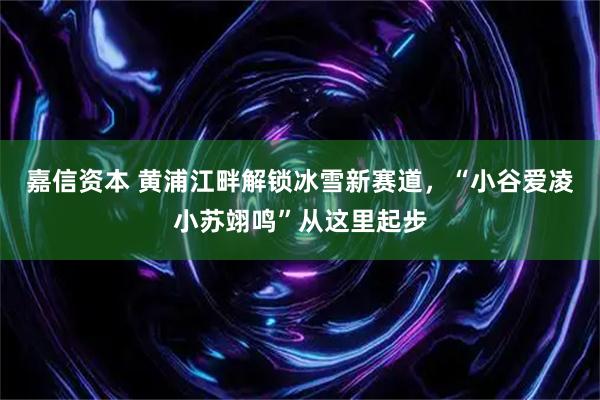 嘉信资本 黄浦江畔解锁冰雪新赛道，“小谷爱凌小苏翊鸣”从这里起步